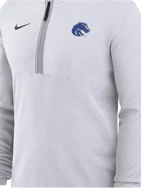Nike Light Gray Quarter-Zip Pullover with Blue Bronco Logo
